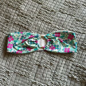 Frankie’s bikinis Floral Bandeau Bikini Top with Center Ring